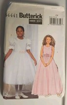 Butterick 4441 Girls Formal Bridal Dress Sewing Pattern Sleeve Options 7 to 10 - £8.64 GBP
