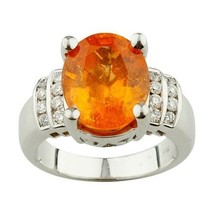 Amazing 18K White Gold Spessartite Garnet &amp; Diamond Ring - $4,287.37