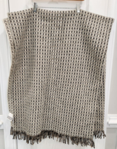 100% Wool Blanket Brown/Beige/Cream Diamond Weave 72x55 Pentik Finland NWT - £33.54 GBP