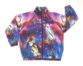 Cats In Space 90s Retro Neon Windbreaker Funny Guy F&amp;G Creation Mens Small - £32.23 GBP