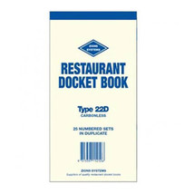 Zions Carbonless Duplicate Restaurant Docket Book - 22 line - $31.46