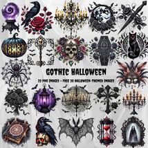 Gothic Halloween Watercolor Clipart | 22 Spooky Gothic Illustrations | D... - $2.46 CAD