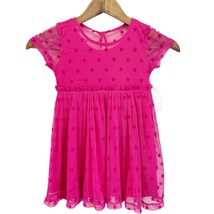 NEW Toughskins Infant 18mo Pink Mesh Party Dress Flocked Stars Short Sleeve - £15.47 GBP