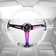 Universal 350MM Deep Dish Jdm Clear Crystal Bubble Neo Spoke Steering Wheel - £56.04 GBP