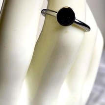 Silver Tone &amp; Black Ring Size 7 - £8.06 GBP