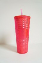 Starbucks 2019 Neon Pink Studded Cold Cup Tumbler Venti Winter Holiday 24 oz - £69.77 GBP