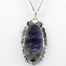 925 Sterling Silver Sodalite Gemstone Handmade Pendant Necklace Women PSV-1770 - £25.88 GBP+