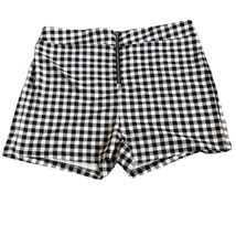 Shein Women&#39;s XL Black White Gingham High Rise Zip Up Flat Front Shorts - £7.46 GBP
