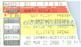 Britney Spears Ticket Stub March 22 2000 Chicago Illinois Vtg All State ... - $43.97