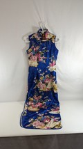 Chinese Cheongsam Long Maxi Dress Blue Floral Print Size Medium Ladies NWT - £19.12 GBP