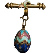 antique gold over Sterling  silver enamel egg brooch - £155.49 GBP