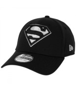 Superman Silver Logo New Era 39Thirty Fitted Hat Black - £33.60 GBP