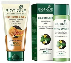 Biotique Bio Honey Gel Refreshing Foaming Face Wash& Bio Cucumber Tightening 2Pc - $16.84