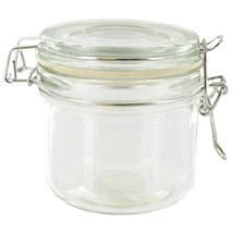Mini Heremes Clear Glass Jar Metal Clamp Top Lid 7.7oz Canister Bpa Free Storage - £18.53 GBP