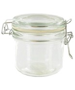 Mini Heremes CLEAR GLASS JAR Metal Clamp Top Lid 7.7oz Canister BPA Free... - £14.87 GBP