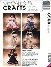 McCALL&#39;S Sewing Pattern 6560 FANCY FROCKS ~ Victorian Doll Clothes Fit 1... - £11.39 GBP