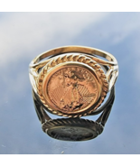 GL VINTAGE 10 K YELLOW GOLD 5 DOLLAR LIBERTY COIN COPY RING SIZE 6.75 - $659.06 CAD