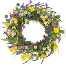 Versatile 22 Inch Spring Wreath - Handmade with Wildflowers for Indoors/... - $49.45