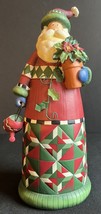 Santa Claus Figurine Old World Patchwork Coat Resin Gerson International 9” Tall - $11.61