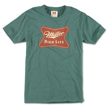 Miller High Life Retro Style Logo Brass Tacks T-Shirt Green - £26.31 GBP+