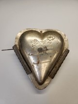 Antique Metal &quot;To My Valentine&quot; Heart &amp; Cupid Mold - £38.36 GBP