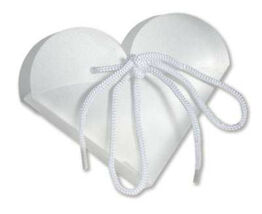 White Frosted Heart Take Out Boxes (10)-  Wedding Baby Shower Party Favor - $4.97