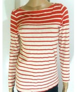 J. Crew Long Sleeve Red Stripe Painter Tee Boat-Neck Button Detail Sz Me... - £15.63 GBP
