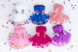 Pom Pom Tutus &amp; Bow Hair Tie | Girls Skirt 0M-8Y | Birthday Tutu | Toddler Gifts - £22.65 GBP