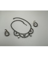 Antique Vintage Rhinestone Necklace Earring Set 15.5&quot; NB2 - $21.62 CAD
