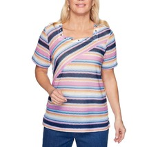 Alfred Dunner Womens Petite PM Petal Pushers Striped Knit Top NWT AG80 - £21.92 GBP