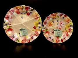 Melamine SET 8 Dinner &amp; Salad Dessert Plates Dinnerware Fruit 4 Designs ... - $24.83