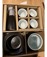 Japanese Sake Sets w Warmer  7-Piece Saki Set 4 Sake Cups in Black NEW - £28.79 GBP