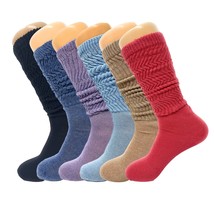 AWS/American Made 6 Pairs Colorful Slouchy Scrunch Knee Socks Shoe Size 5 to 10 - £14.79 GBP