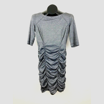 Dark Silver Draped Key Hole Back ¾ Sleeves Form Fitted Dress SMALL Bodycon - £13.45 GBP