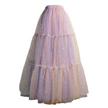 Rainbow Color Layered Long Tulle Skirt Women Plus Size Fluffy Sparkly Tulle Skir image 2