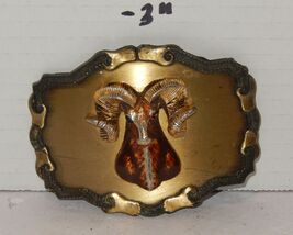 Vintage 1979-81 Raintree 3-D Big Horn Ram Brass Belt Buckle 3.5" x 2.5" ... - $49.45