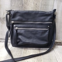 FOSSIL Relic Black Crossbody Shoulder Bag Purse Pebbled Vegan Leather Zippers - £19.34 GBP
