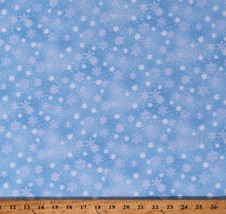 Cotton Snowflakes Winter Holidays Landscape Blue Fabric Print by Yard D404.13 - £23.97 GBP