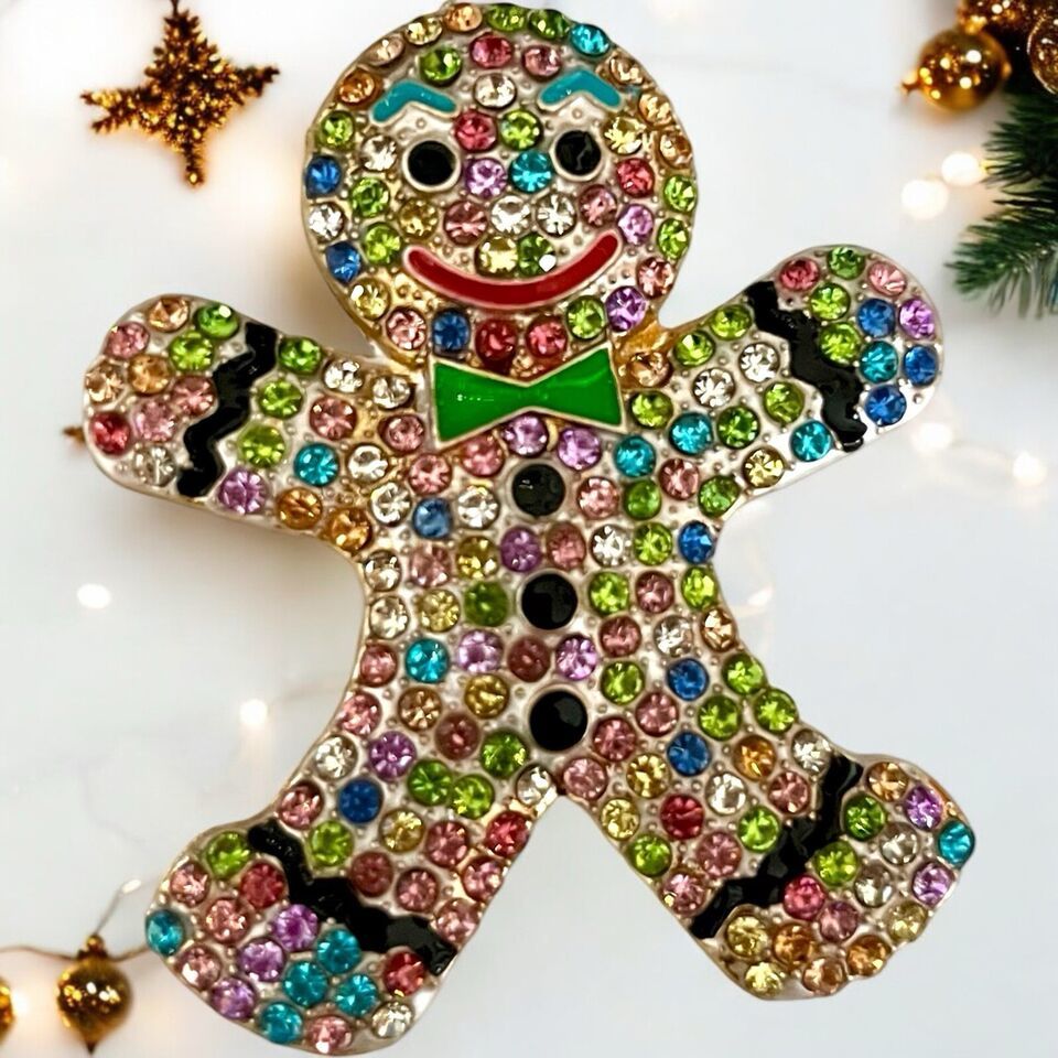 Gingerbread Man Brooch Necklace Pendant - Winter Fashion Statement Piece