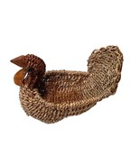 Woven Wicker Farmcore Countrycore Turkey Shaped Basket Thanksgiving Fall... - €9,73 EUR