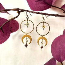 New Space Earrings Moon And Star Crescent Phase Boho Charm Hippie Witchy Creativ - £8.09 GBP