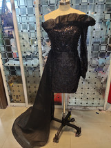 Single Shoulder Hip Wrap Skirt Mini Dress Sequin Pearl Lace Dress Celebrity - £109.15 GBP