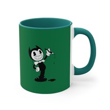 cartoon ink pen dark green background 11oz Accent Mug - £17.26 GBP