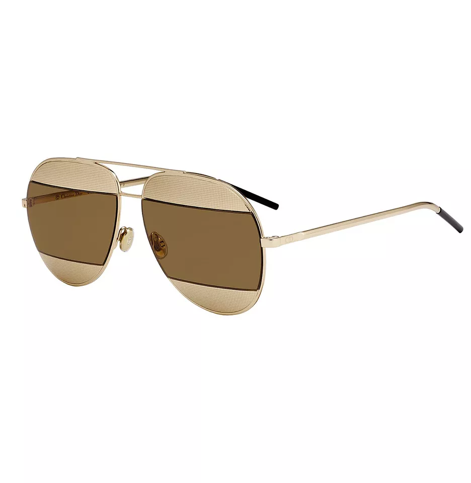  DIOR Split Pixel Gold/Brown Metal Aviator Unisex Sunglasses  - $199.00