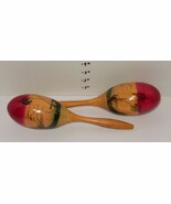Pair of Handmade maracas Red Green Palm Trees Beach Tropical - $545.78 MXN