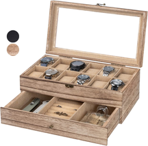 Watch Box Case, Christmas Gift Wood Men&#39;S Jewelry Boxes with Watch D - £62.33 GBP