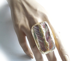 Large gold pink ring statement iridescent shell abalone ring rectangle big   1  thumb155 crop