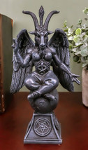 Faux Stone Grey Sabbatic Goat Idol Baphomet Satan Sigil Pentagram Figurine - £18.79 GBP