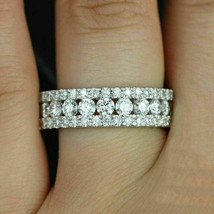 Full Eternity Ring 2.00Ct Round Cut Diamond Wedding Band 14k White Gold Size 9.5 - £217.83 GBP