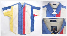 Vintage 90&#39;s Ralph Lauren Chaps Color Block Wide Striped Button Front Sh... - £42.68 GBP